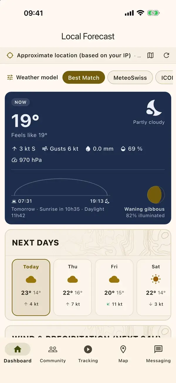The local forecast: now and the coming days.