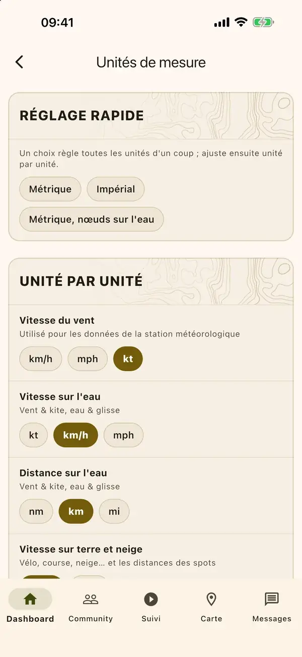 Les unités, séparées sur l'eau et sur terre et neige.